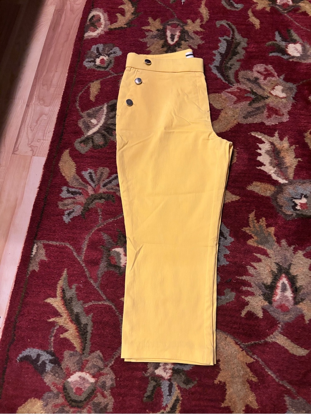 Jules & Leopold Sunny Yellow Pants with Gold Button Trim